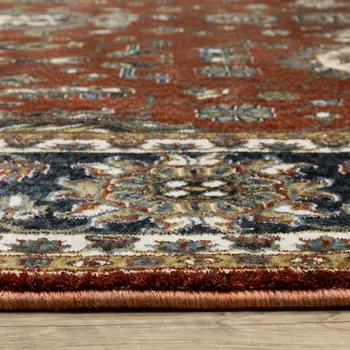 10' X 13' Red Oriental Area Rug With Fringe