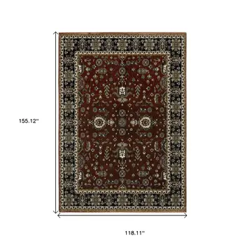 10' X 13' Red Oriental Area Rug With Fringe