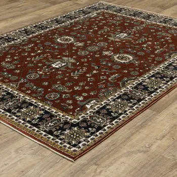 4' X 6' Red Oriental Area Rug With Fringe