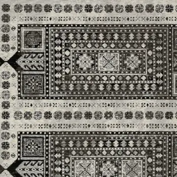10' X 13' Ivory And Charcoal Oriental Area Rug With Fringe