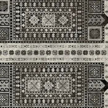 8' X 11' Ivory And Charcoal Oriental Area Rug With Fringe