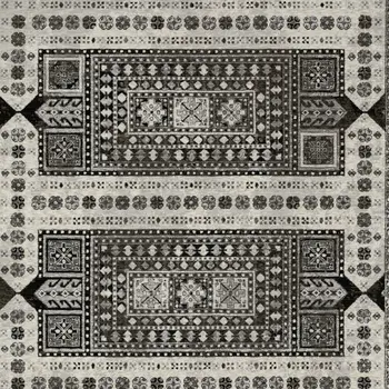 8' X 11' Ivory And Charcoal Oriental Area Rug With Fringe