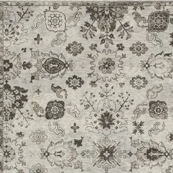 10' X 13' Ivory And Gray Oriental Area Rug With Fringe