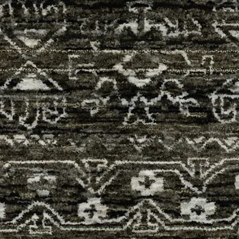5' X 8' Black And Gray Tribal Area Rug With Fringe