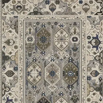 10' X 13' Ivory And Blue Oriental Area Rug With Fringe