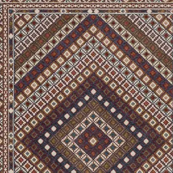 5' X 8' Ivory Red And Tan Diamond Area Rug With Fringe