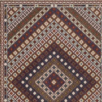 8' X 11' Ivory Red And Tan Diamond Area Rug With Fringe
