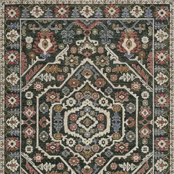 4' X 6' Green And Pink Floral Area Rug With Fringe