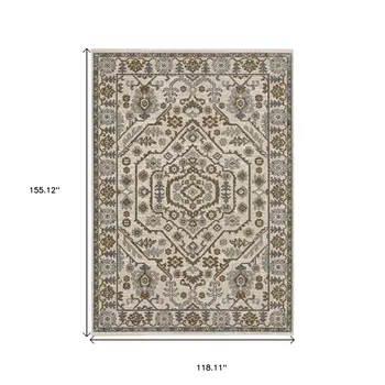 10' X 13' Ivory And Rust Floral Area Rug With Fringe