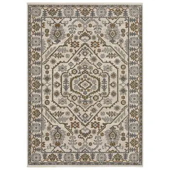 4' X 6' Ivory And Rust Floral Area Rug With Fringe