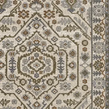 5' X 8' Ivory And Rust Floral Area Rug With Fringe