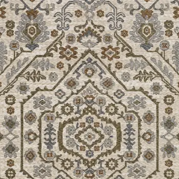8' X 11' Ivory And Rust Floral Area Rug With Fringe