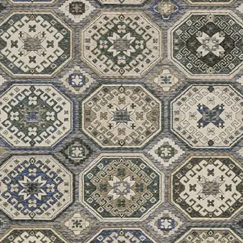10' X 13' Ivory And Blue Medallion Area Rug With Fringe