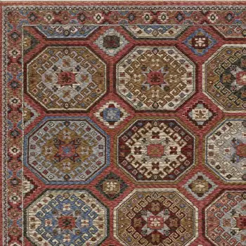 7' X 10' Pink And Red Medallion Area Rug With Fringe