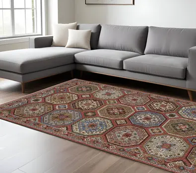8' X 11' Pink And Red Medallion Area Rug With Fringe