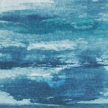 8' X 10' Sky Blue And Ivory Abstract Distressed Area Rug