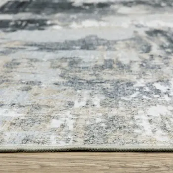 8' X 10' Ivory And Gray Abstract Distressed Area Rug