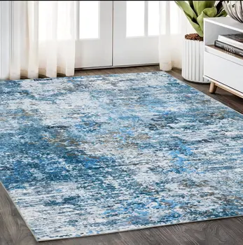 5' X 7' Ivory Abstract Distressed Area Rug