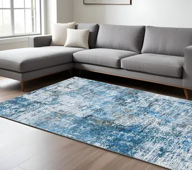 8' X 10' Ivory Abstract Distressed Area Rug