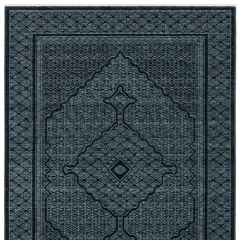 10' X 13' Blue And Teal Medallion Area Rug With Fringe