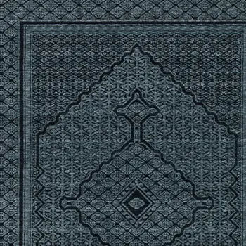 8' X 11' Blue And Teal Medallion Area Rug With Fringe