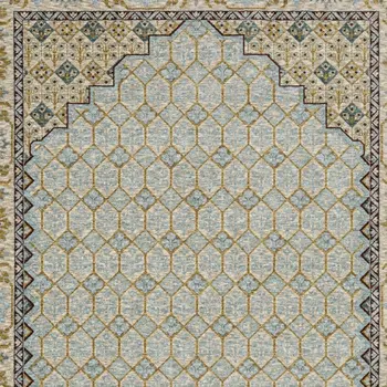 5' X 8' Gold Oriental Area Rug With Fringe