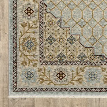 8' X 11' Gold Oriental Area Rug With Fringe