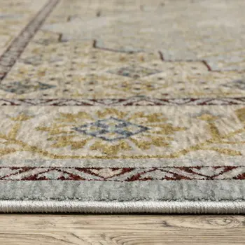 8' X 11' Gold Oriental Area Rug With Fringe