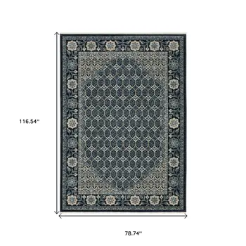 7' X 10' Ivory Oriental Area Rug With Fringe