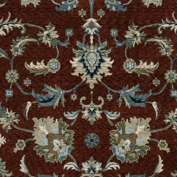 10' X 13' Red Ivory And Teal Oriental Area Rug With Fringe