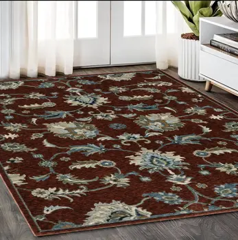 5' X 8' Red Ivory And Teal Oriental Area Rug With Fringe
