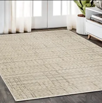 5' X 8' Beige And Brown Geometric Area Rug With Fringe