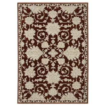 8' X 11' Beige Floral Area Rug With Fringe