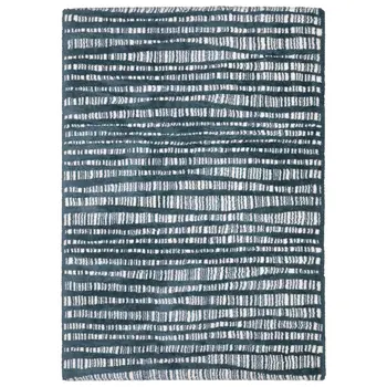 10' X 13' Teal And Ivory Striped Distressed Area Rug