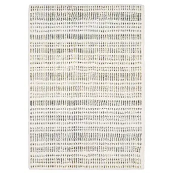 7' X 10' Ivory Gold And Gray Striped Area Rug