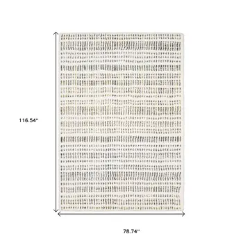 7' X 10' Ivory Gold And Gray Striped Area Rug