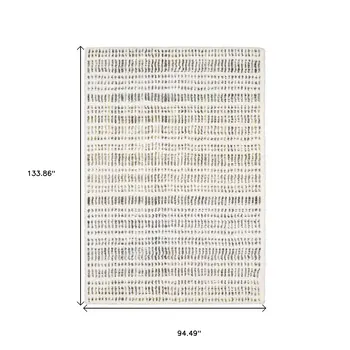 8' X 11' Ivory Gold And Gray Striped Area Rug