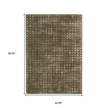 5' X 8' Brown And Ivory Geometric Area Rug
