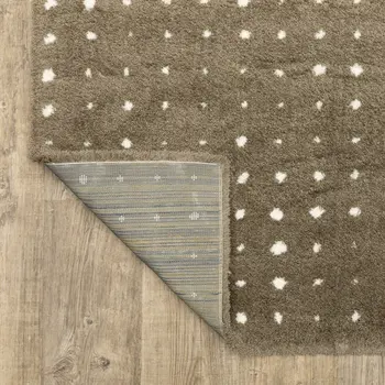 10' X 13' Brown And Ivory Geometric Area Rug