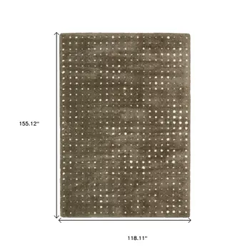 10' X 13' Brown And Ivory Geometric Area Rug