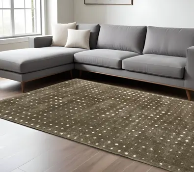 7' X 10' Brown And Ivory Geometric Area Rug
