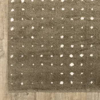8' X 11' Brown And Ivory Geometric Area Rug