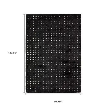 8' X 11' Black And Ivory Geometric Area Rug