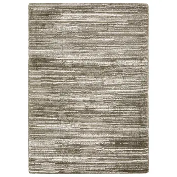 5' X 8' Brown And Ivory Striped Distressed Area Rug