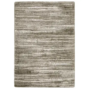 5' X 8' Brown And Ivory Striped Distressed Area Rug