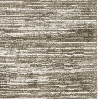 7' X 10' Brown And Ivory Striped Distressed Area Rug