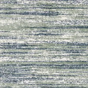 8' X 11' Blue And Green Striped Distressed Area Rug