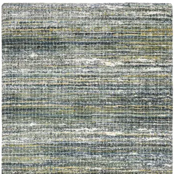 4' X 6' Green And Blue Geometric Distressed Area Rug