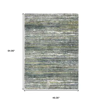 4' X 6' Green And Blue Geometric Distressed Area Rug