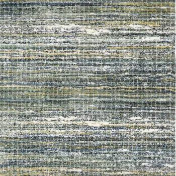 7' X 10' Green And Blue Geometric Distressed Area Rug
